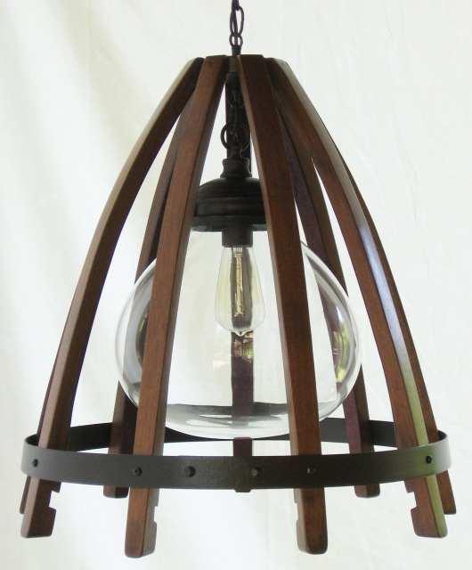 Medusa Recycled Oak Wine Barrel Staves, Wine Barrel Ring Light Fixture
